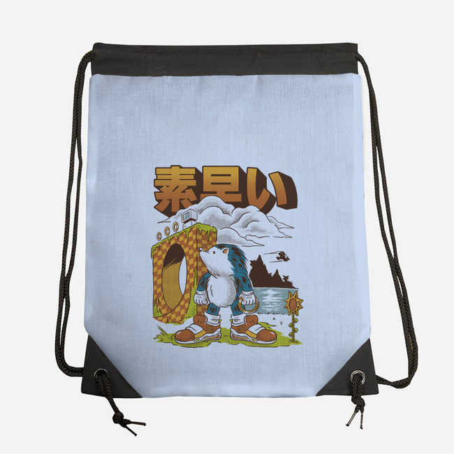 Retro Hedgehog-None-Drawstring-Bag-Henrique Torres
