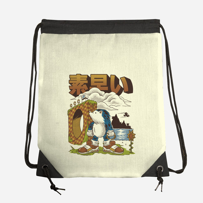 Retro Hedgehog-None-Drawstring-Bag-Henrique Torres