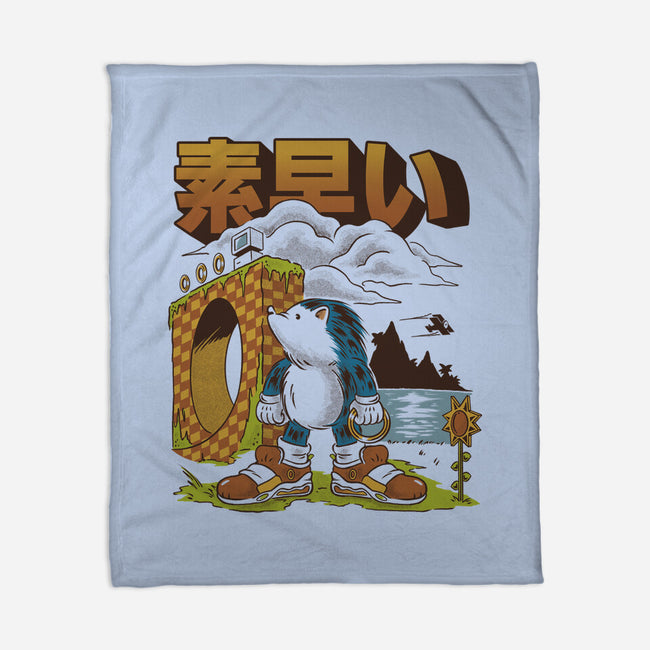 Retro Hedgehog-None-Fleece-Blanket-Henrique Torres