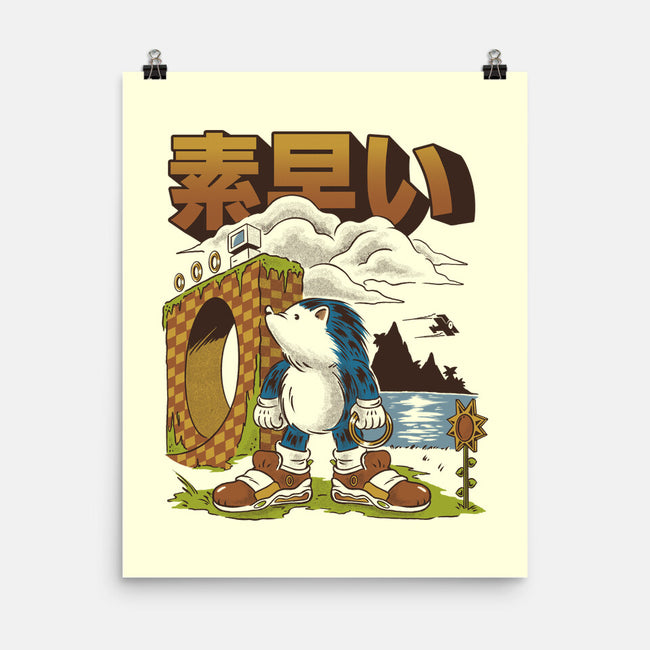 Retro Hedgehog-None-Matte-Poster-Henrique Torres