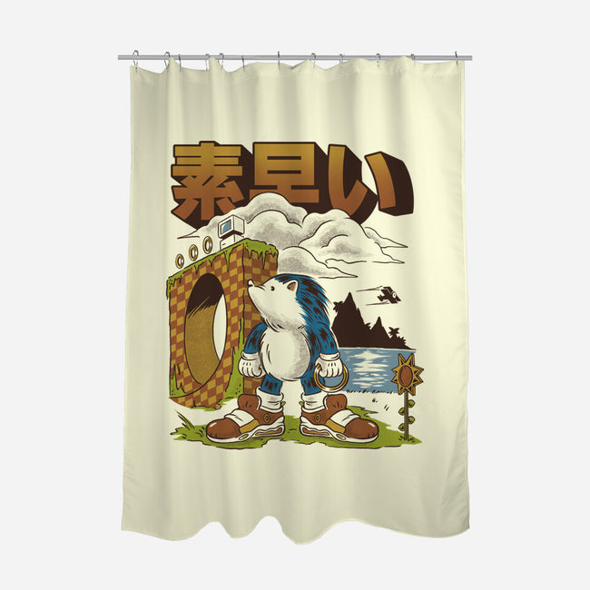 Retro Hedgehog-None-Polyester-Shower Curtain-Henrique Torres