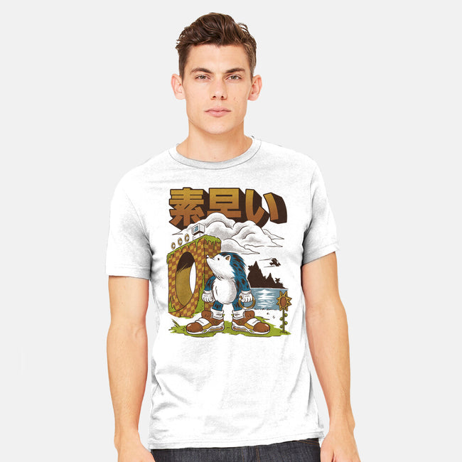 Retro Hedgehog-Mens-Heavyweight-Tee-Henrique Torres