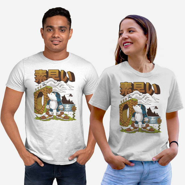 Retro Hedgehog-Unisex-Basic-Tee-Henrique Torres