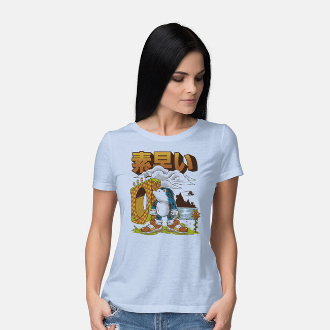 Retro Hedgehog-Womens-Basic-Tee-Henrique Torres