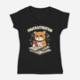 Pawcrastination-Womens-V-Neck-Tee-Marinho