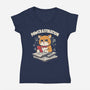 Pawcrastination-Womens-V-Neck-Tee-Marinho