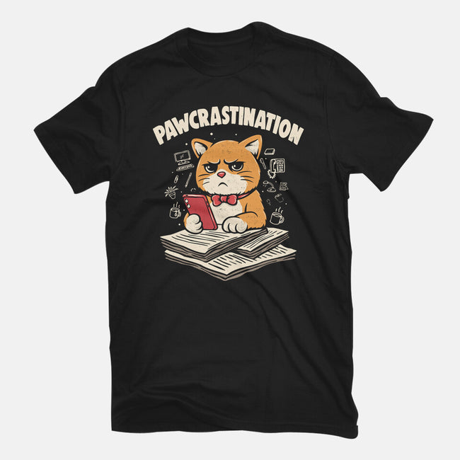 Pawcrastination-Unisex-Basic-Tee-Marinho