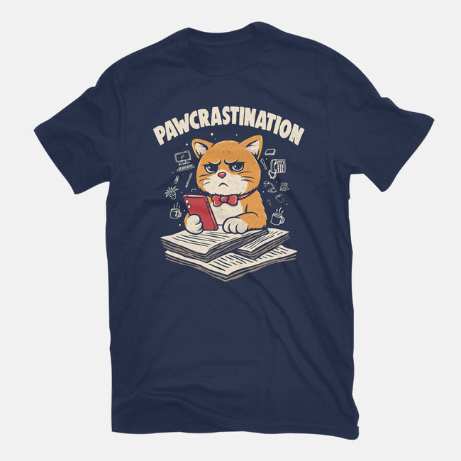 Pawcrastination-Womens-Fitted-Tee-Marinho