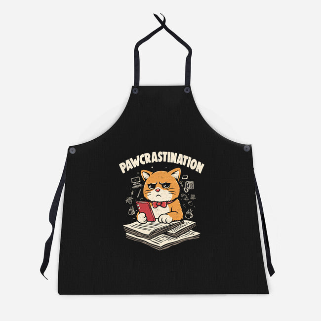 Pawcrastination-Unisex-Kitchen-Apron-Marinho
