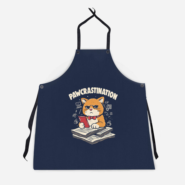 Pawcrastination-Unisex-Kitchen-Apron-Marinho