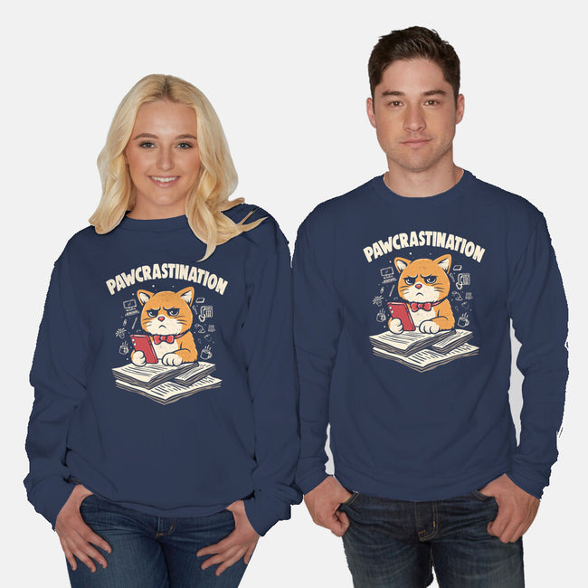 Pawcrastination-Unisex-Crew Neck-Sweatshirt-Marinho