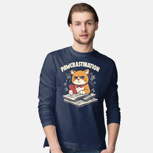 Pawcrastination-Mens-Long Sleeved-Tee-Marinho