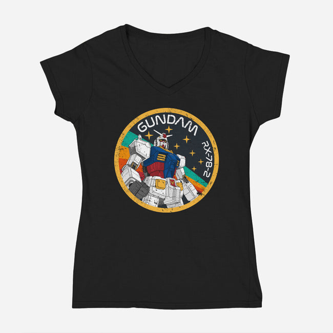 Gundam RX-78-2 Patch-Womens-V-Neck-Tee-DrMonekers
