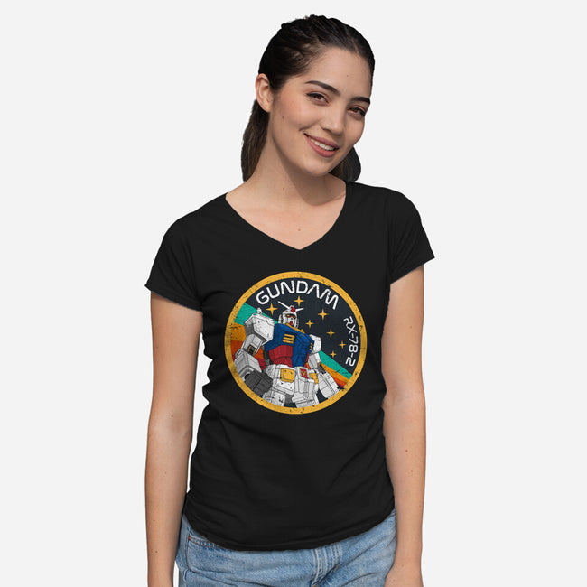 Gundam RX-78-2 Patch-Womens-V-Neck-Tee-DrMonekers