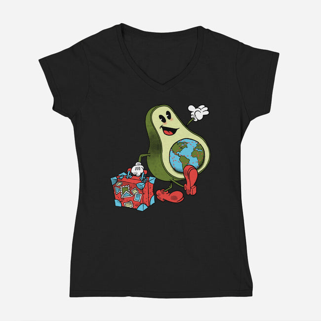 Globetrotter-Womens-V-Neck-Tee-imisko
