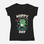Hoppy Day Frog-Womens-V-Neck-Tee-fanfreak1