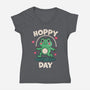 Hoppy Day Frog-Womens-V-Neck-Tee-fanfreak1