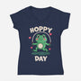 Hoppy Day Frog-Womens-V-Neck-Tee-fanfreak1