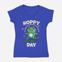 Hoppy Day Frog-Womens-V-Neck-Tee-fanfreak1