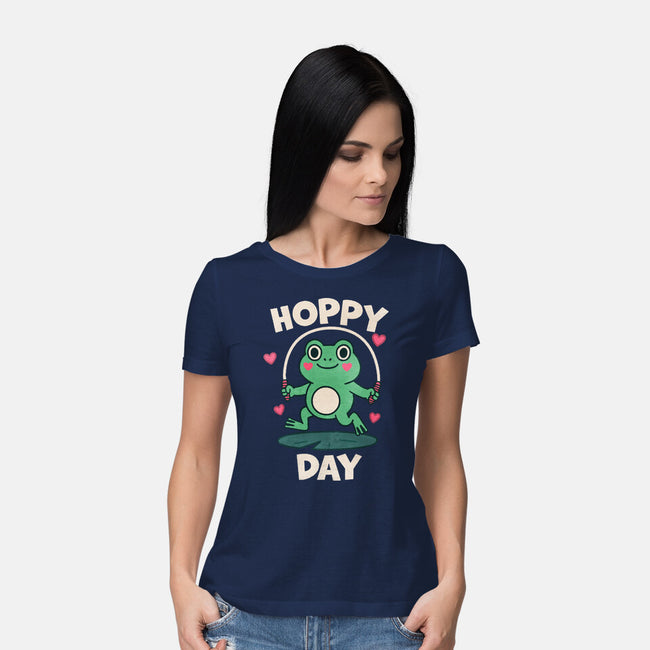 Hoppy Day Frog-Womens-Basic-Tee-fanfreak1