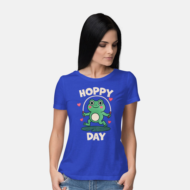 Hoppy Day Frog-Womens-Basic-Tee-fanfreak1