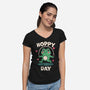 Hoppy Day Frog-Womens-V-Neck-Tee-fanfreak1