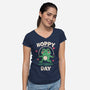 Hoppy Day Frog-Womens-V-Neck-Tee-fanfreak1