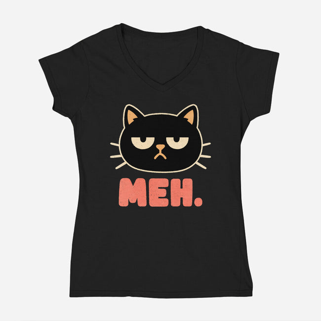 Meh Cat-Womens-V-Neck-Tee-fanfreak1