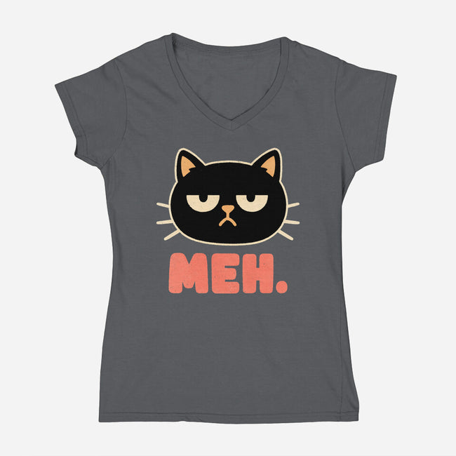 Meh Cat-Womens-V-Neck-Tee-fanfreak1