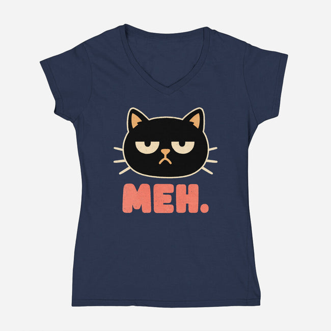 Meh Cat-Womens-V-Neck-Tee-fanfreak1