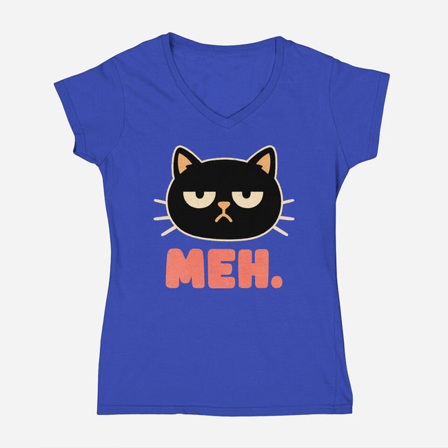 Meh Cat-Womens-V-Neck-Tee-fanfreak1