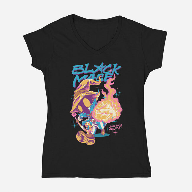 Darkness Mage Fire-Womens-V-Neck-Tee-spoilerinc