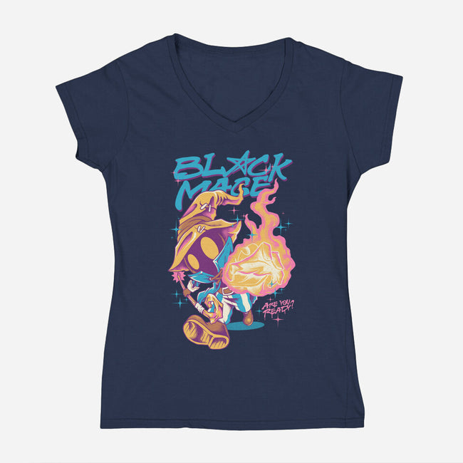 Darkness Mage Fire-Womens-V-Neck-Tee-spoilerinc
