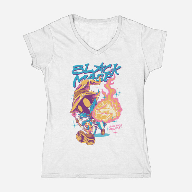 Darkness Mage Fire-Womens-V-Neck-Tee-spoilerinc
