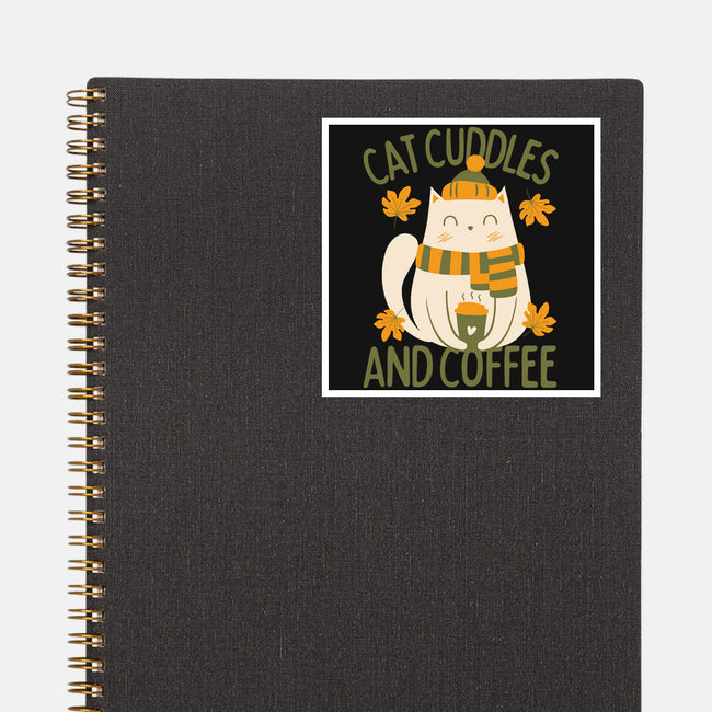 Cat Cuddles And Coffee-None-Glossy-Sticker-brunopires