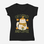 Cat Cuddles And Coffee-Womens-V-Neck-Tee-brunopires