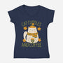 Cat Cuddles And Coffee-Womens-V-Neck-Tee-brunopires