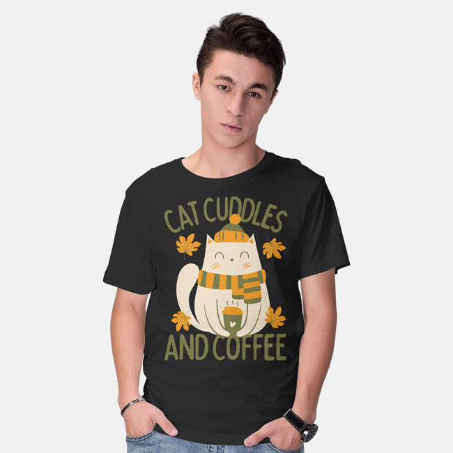 Cat Cuddles And Coffee-Mens-Basic-Tee-brunopires