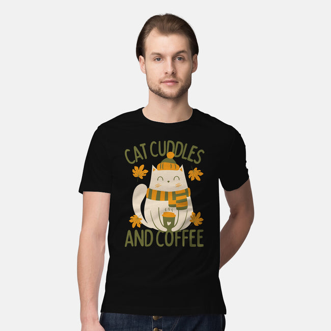 Cat Cuddles And Coffee-Mens-Premium-Tee-brunopires