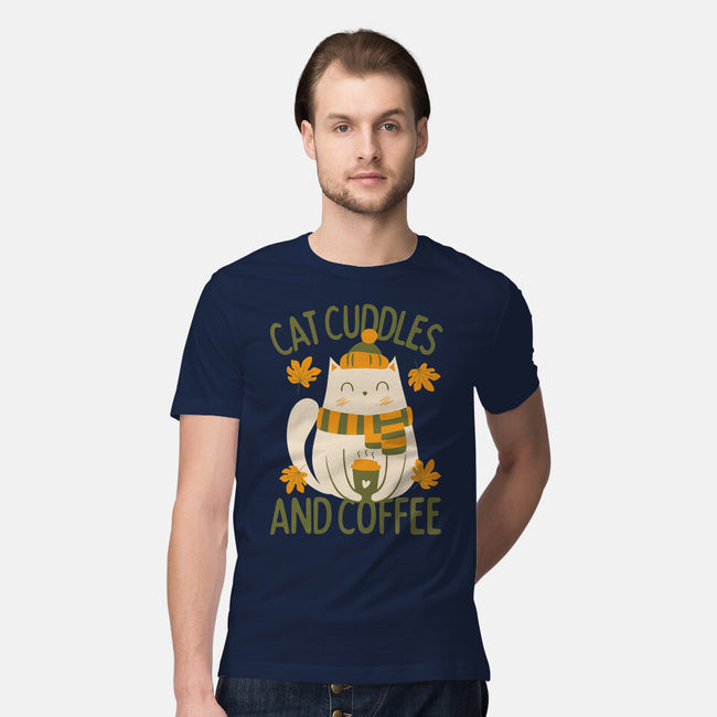 Cat Cuddles And Coffee-Mens-Premium-Tee-brunopires
