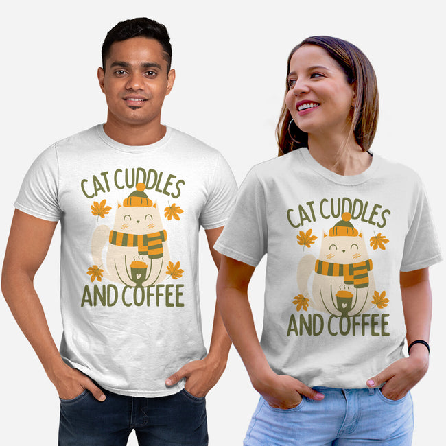 Cat Cuddles And Coffee-Unisex-Basic-Tee-brunopires