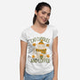 Cat Cuddles And Coffee-Womens-V-Neck-Tee-brunopires