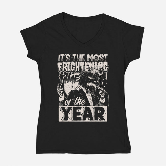 Fright Time-Womens-V-Neck-Tee-Getsousa!