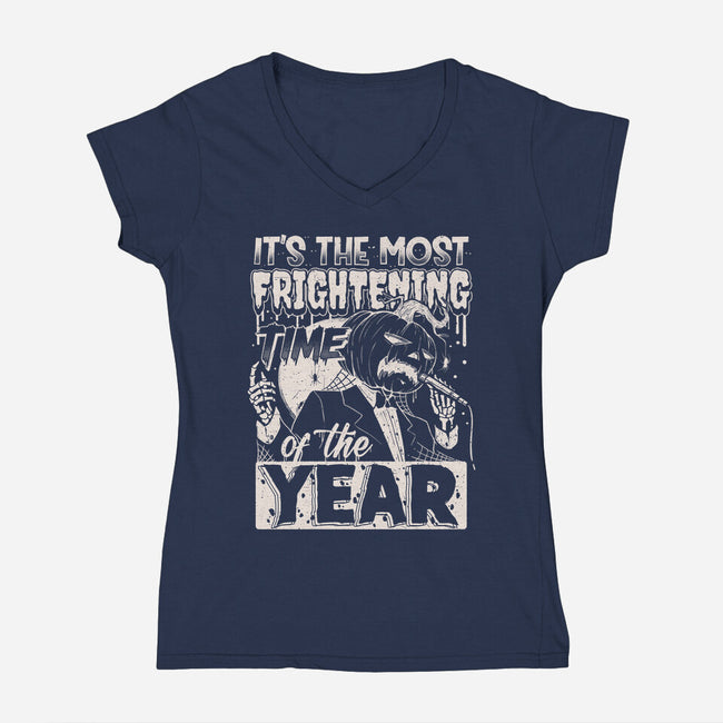 Fright Time-Womens-V-Neck-Tee-Getsousa!