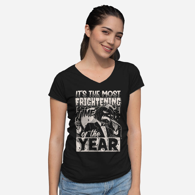 Fright Time-Womens-V-Neck-Tee-Getsousa!
