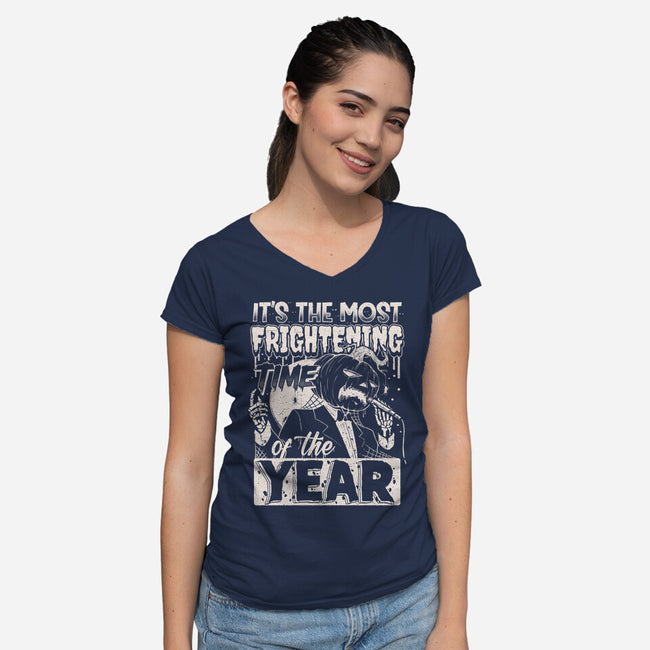 Fright Time-Womens-V-Neck-Tee-Getsousa!