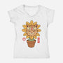 Flower Meowster-Womens-V-Neck-Tee-vp021