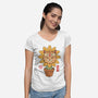 Flower Meowster-Womens-V-Neck-Tee-vp021