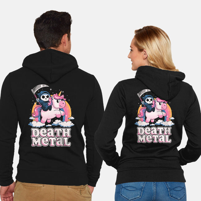 Death Metal Unicorn Reaper-Unisex-Zip-Up-Sweatshirt-koalastudio