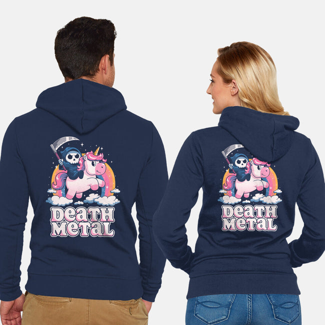 Death Metal Unicorn Reaper-Unisex-Zip-Up-Sweatshirt-koalastudio